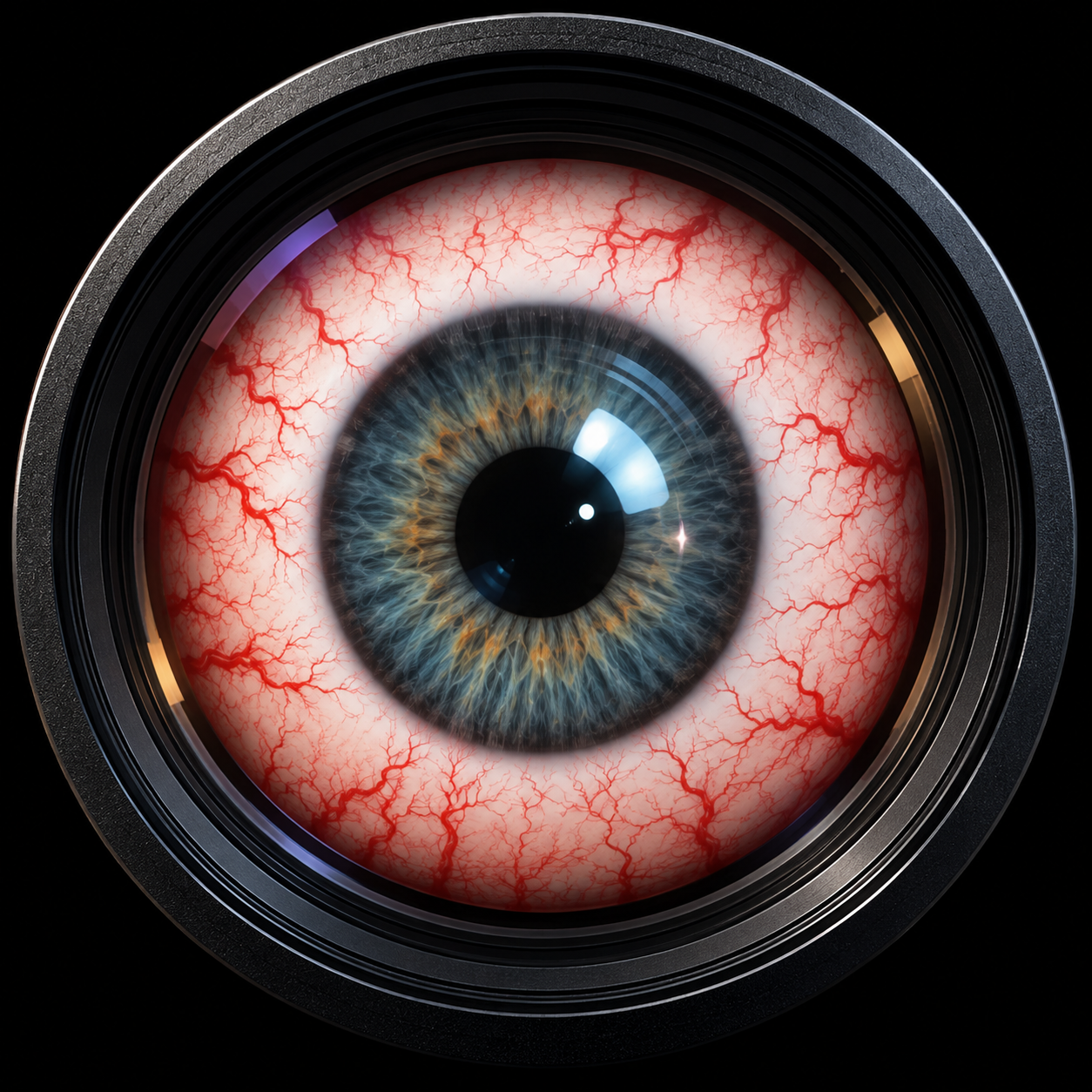 An eye within a camera lens
